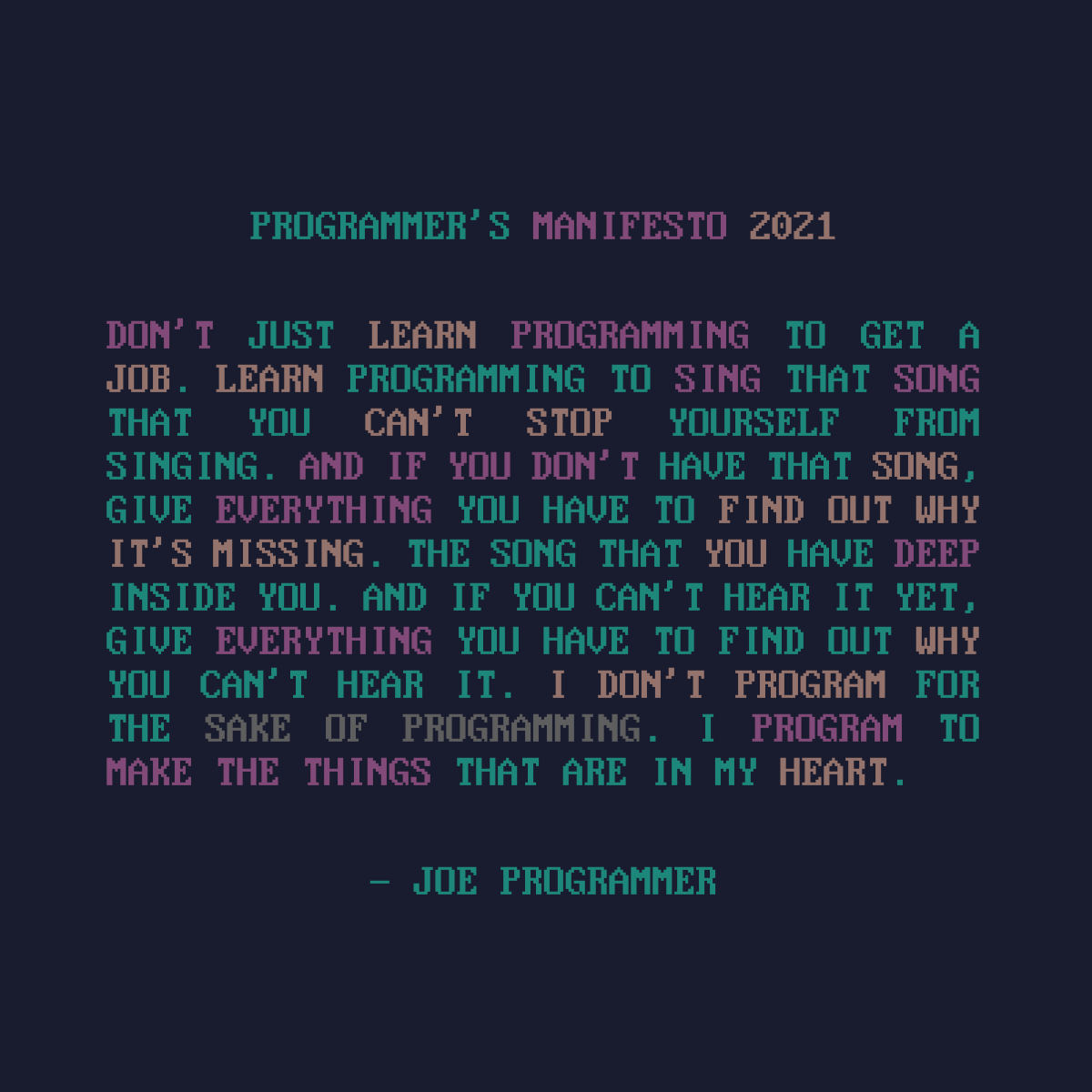 Programmer's Manifesto
