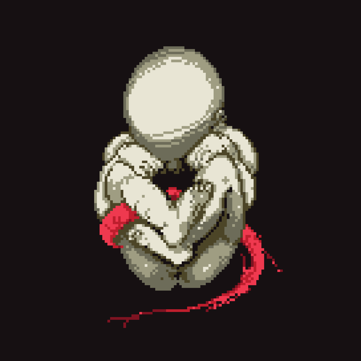 A small pixel‑formed baby curls into a fetal pose inside a dark digital void, its faceless body lit by soft grid‑light. The image presents a digital reinterpretation of a classical fetal study, showing the artist as a child of a digital‑first world — a place where circuitry isn’t abstract or uncertain, but built into their blood and upbringing.