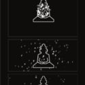 Buddha figure dissolving (three panels)